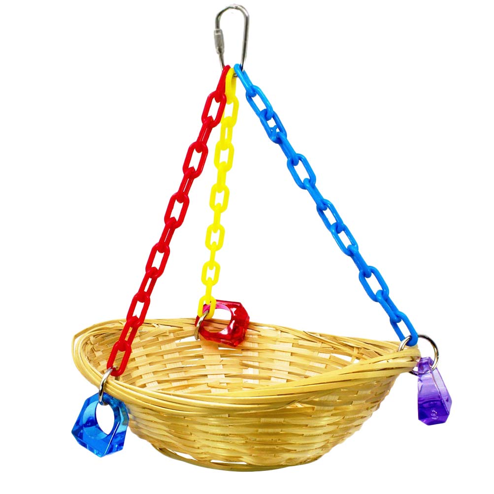 Balacoo Bamboo Bird Hanging Basket - Small Parrot Toy for Play & Exercise