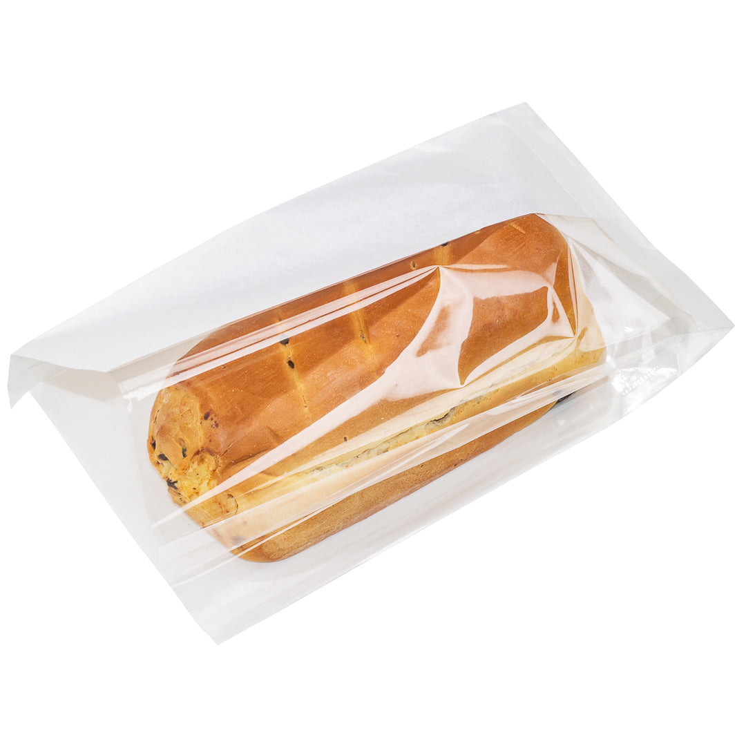 White Paper Large Bread Bags with Side Window - 6 x 2.75 x 11.5 Inches - 100 Count Box | Perfect for Bakeries, Cafes & Food Packaging | Fresh Bread Storage & Display