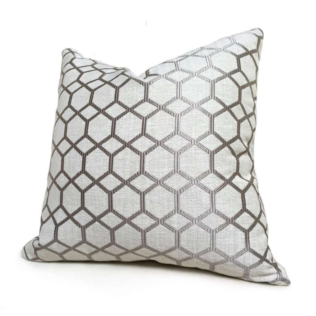 Brooke Gray Geometric Interlocked Hexagons Pillow Cover - Modern Home Decor for Living Room, Bedroom & Sofa