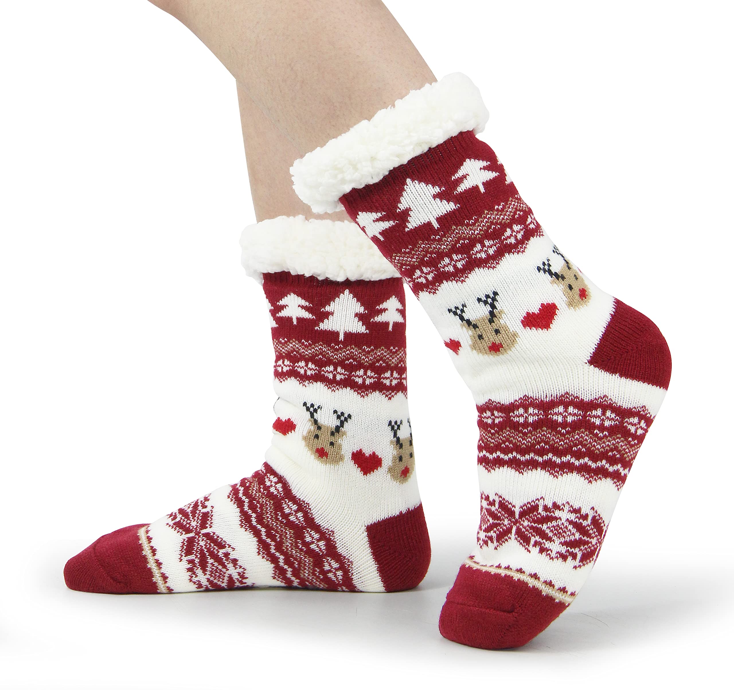 BenSorts Women's Non-Slip Winter Slipper Socks - Warm Fuzzy Gripper Socks for Indoor/Outdoor Use - Perfect Christmas Gifts for Her, Cozy Home & Office Wear