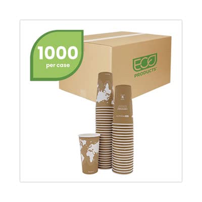 Eco-Products® World Art™ 12oz Compostable Hot Cups (Pack of 20) - Biodegradable Coffee Cups for Office, Cafes & Home Use - Perfect for Tea, Hot Chocolate & Coffee