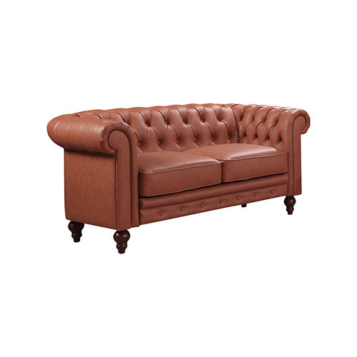 1 2 3 Seater Brown Faux Leather Sofa Set - Button Tufted Living Room Lounge Furniture for Home Theater, Family Room & Office Waiting Area