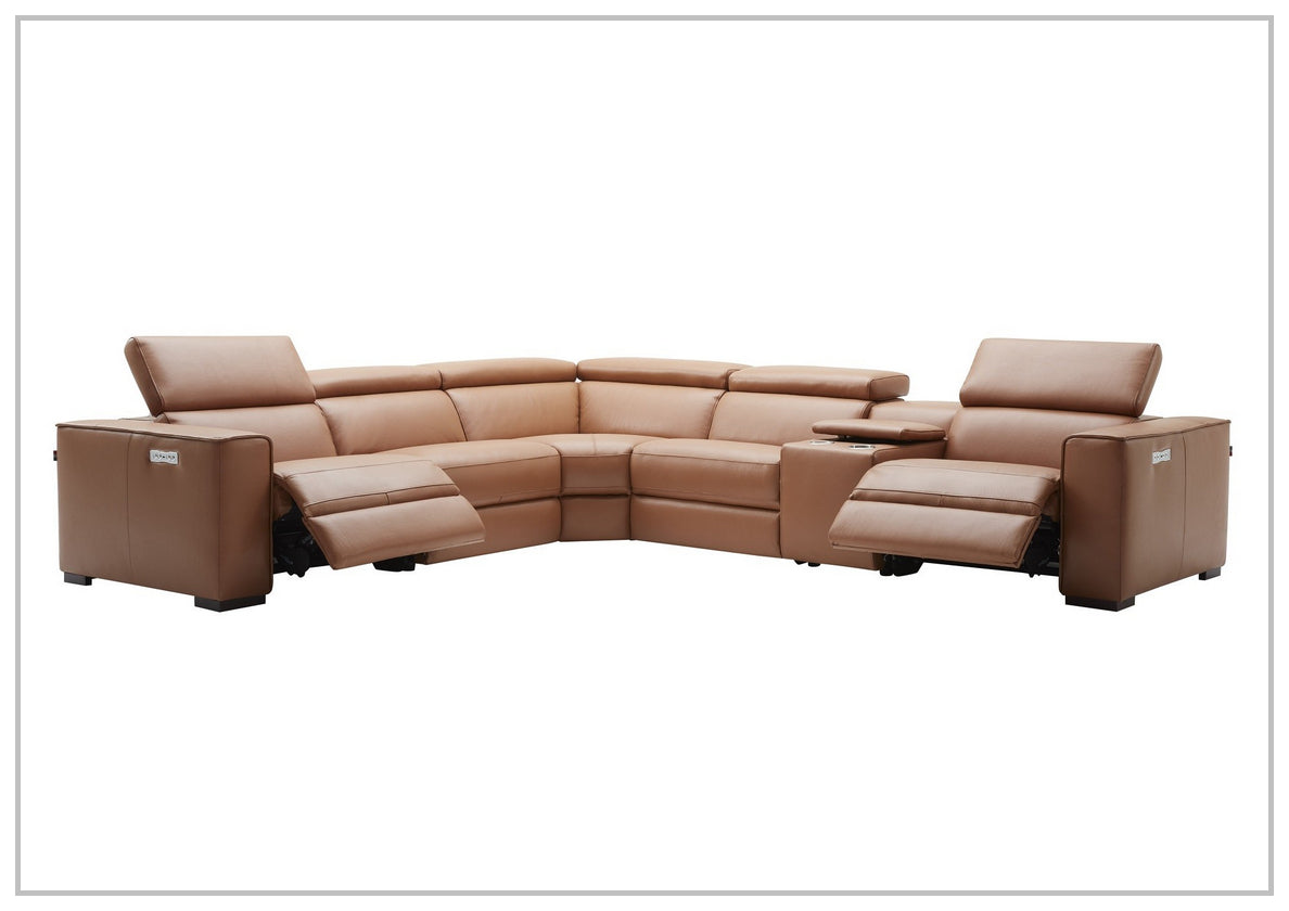 Gio Italia Aventura L-Shaped Leather Power Reclining Sectional Sofa - Modern Living Room Furniture for Home Theater & Family Gatherings