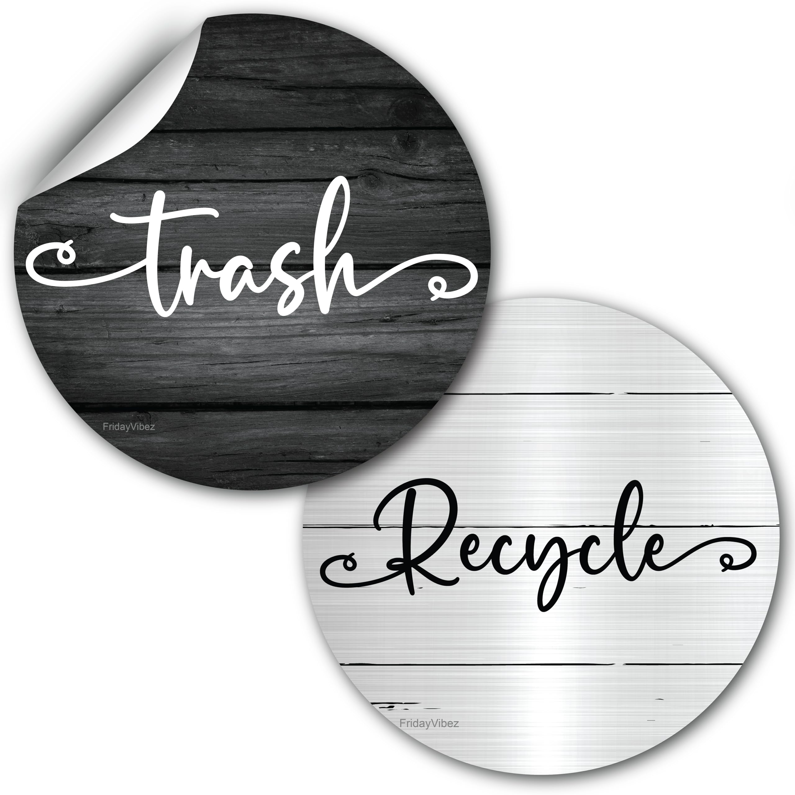 Recycling & Trash Bin Stickers - 6.5 Inch Round Adhesive Decals for Kitchen, Indoor & Outdoor Garbage Cans - Eco-Friendly Waste Sorting Labels for Home, Office & Public Spaces - Perfect for Recycling Bins, Trash Cans & Compost Containers