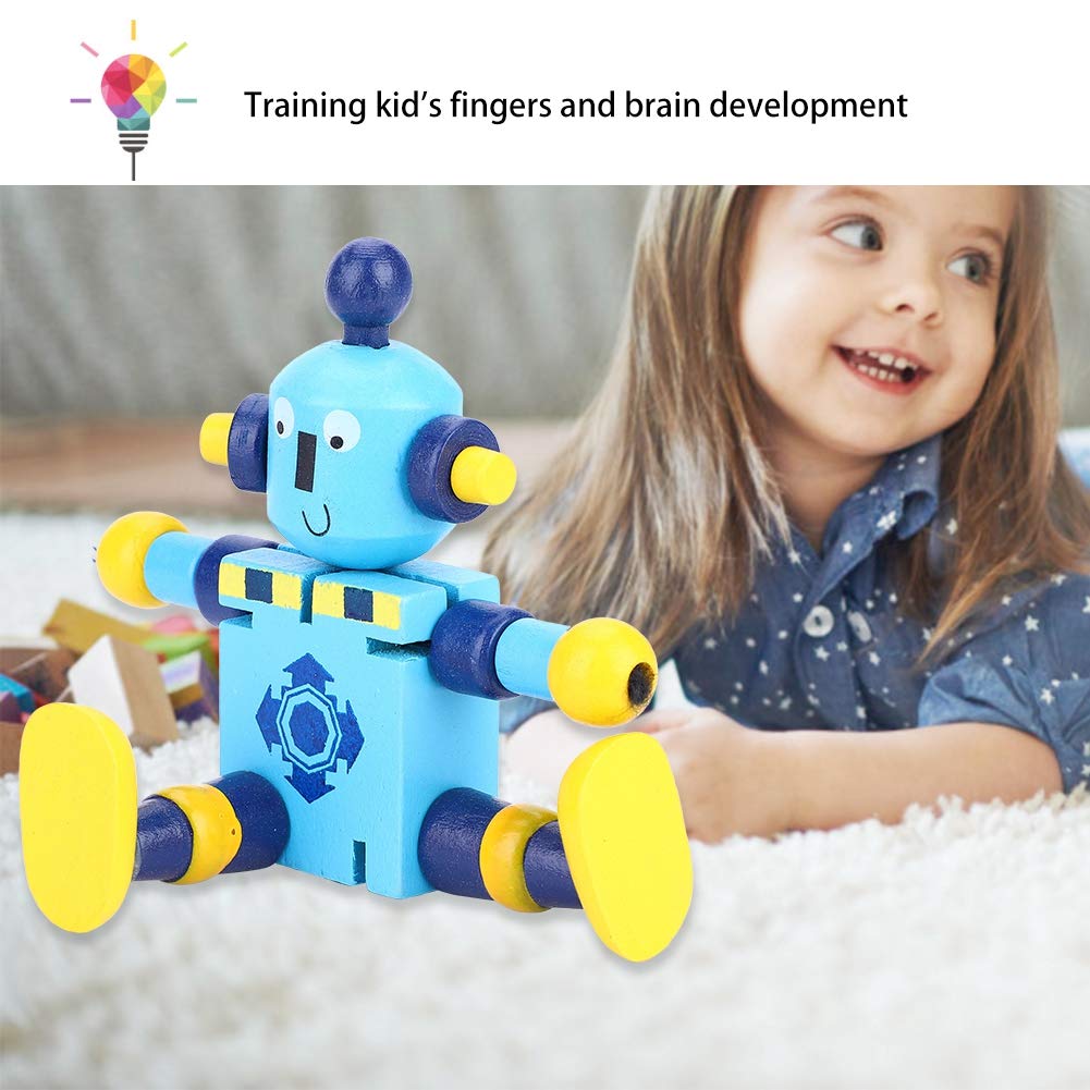 BROLEO Wooden Robot Toy for Kids - Blue Educational STEM Toy | Perfect for Birthday Gifts & Early Learning Play