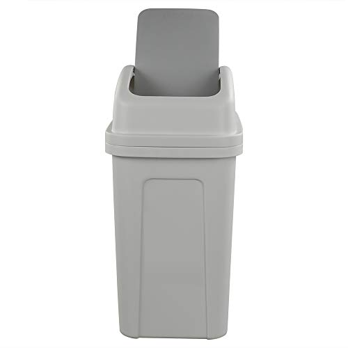 Nicesh 2.6 Gallon (10L) Plastic Swing Top Trash Can with Lid - Grey - Ideal for Kitchen, Bathroom, Office & Dorm Room Waste Disposal