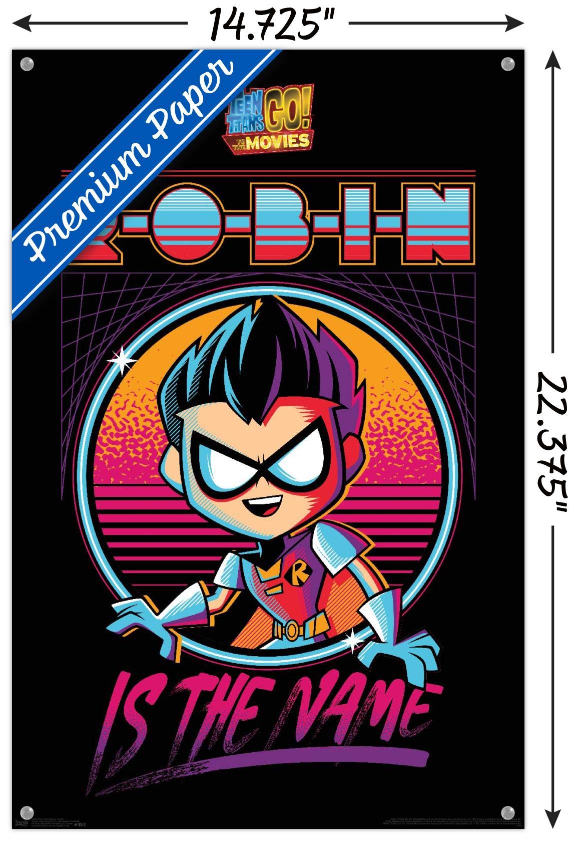 DC Comics Teen Titans Go! To The Movies Robin Wall Poster with Push Pins - Superhero Room Decor for Kids & Teens - Perfect for Bedroom, Game Room & Movie Themed Parties