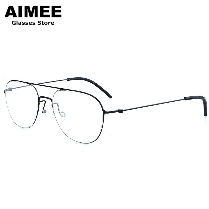 Stylish Unisex Full Rim Oval Double Bridge Titanium Eyeglasses Frame 25527 - Lightweight & Durable for Work, Reading & Everyday Wear