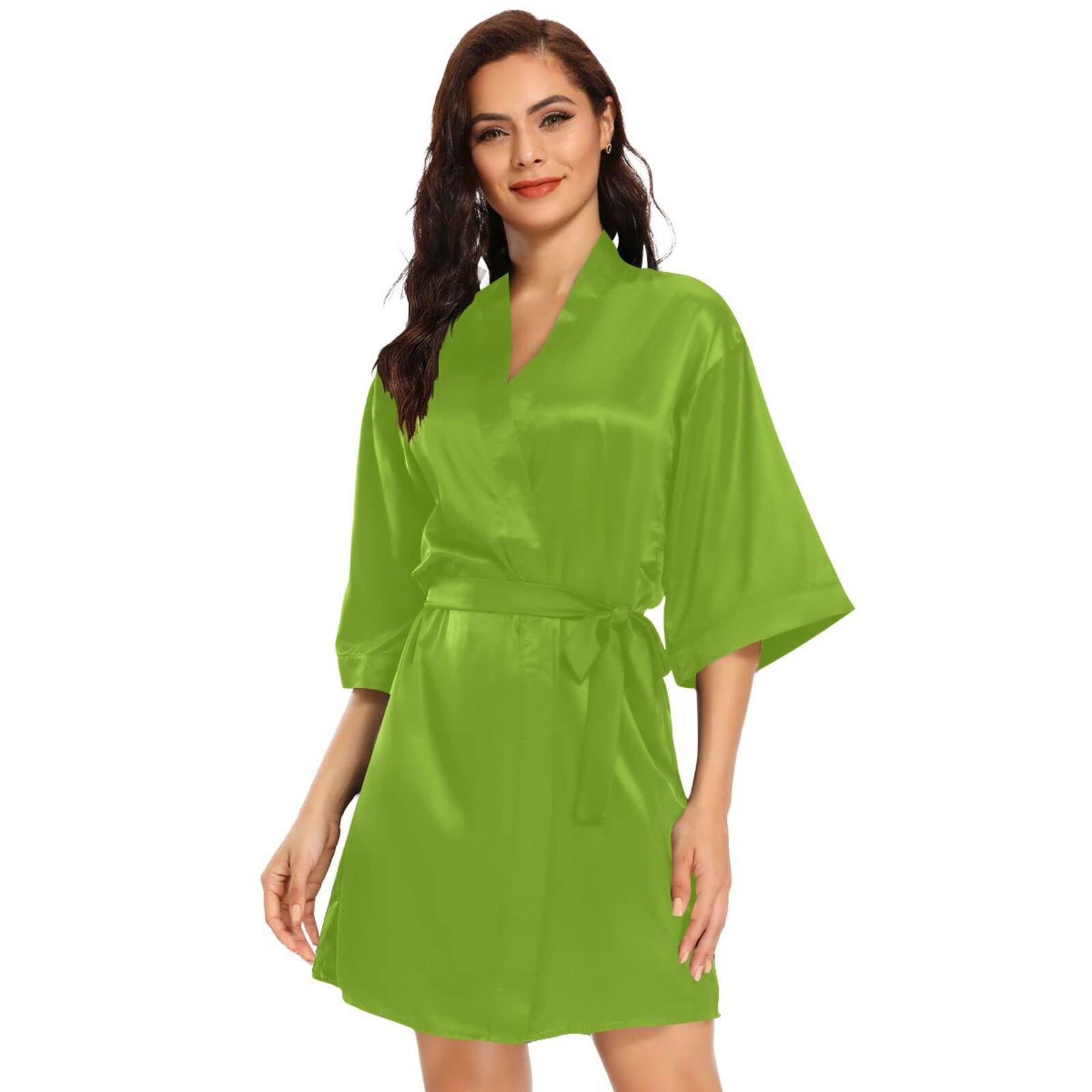 Luxury Silk Black Robes for Women - Soft Sleepwear Kimono Bathrobe & Pajama Set - Perfect for Spa, Loungewear, Bridal Gift and Relaxation at Home