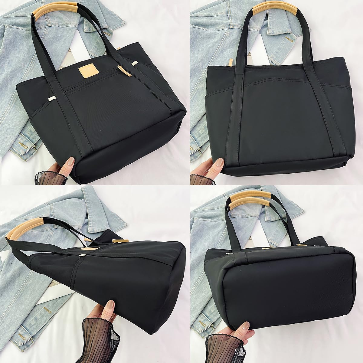 Stylish Women's Canvas Tote Bag with Zipper & Multiple Pockets - Durable Work Handbag for Office, Travel, College & Everyday Use | Perfect for Commuting, Shopping & Business Meetings