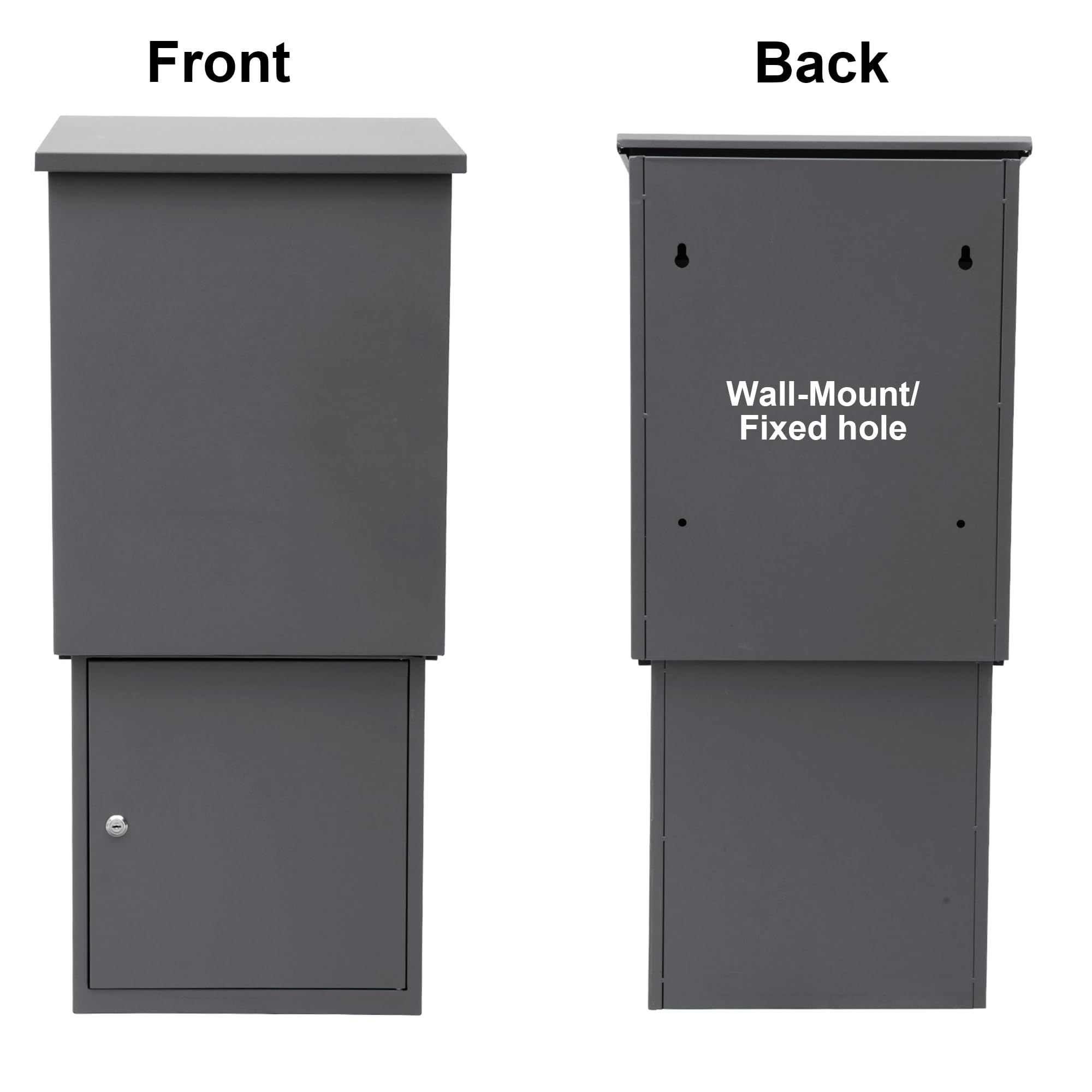 Large Galvanized Steel Package Delivery Box - Secure Locking Parcel Drop Box for Outside, Porch, Floor or Wall Mount (13.4
