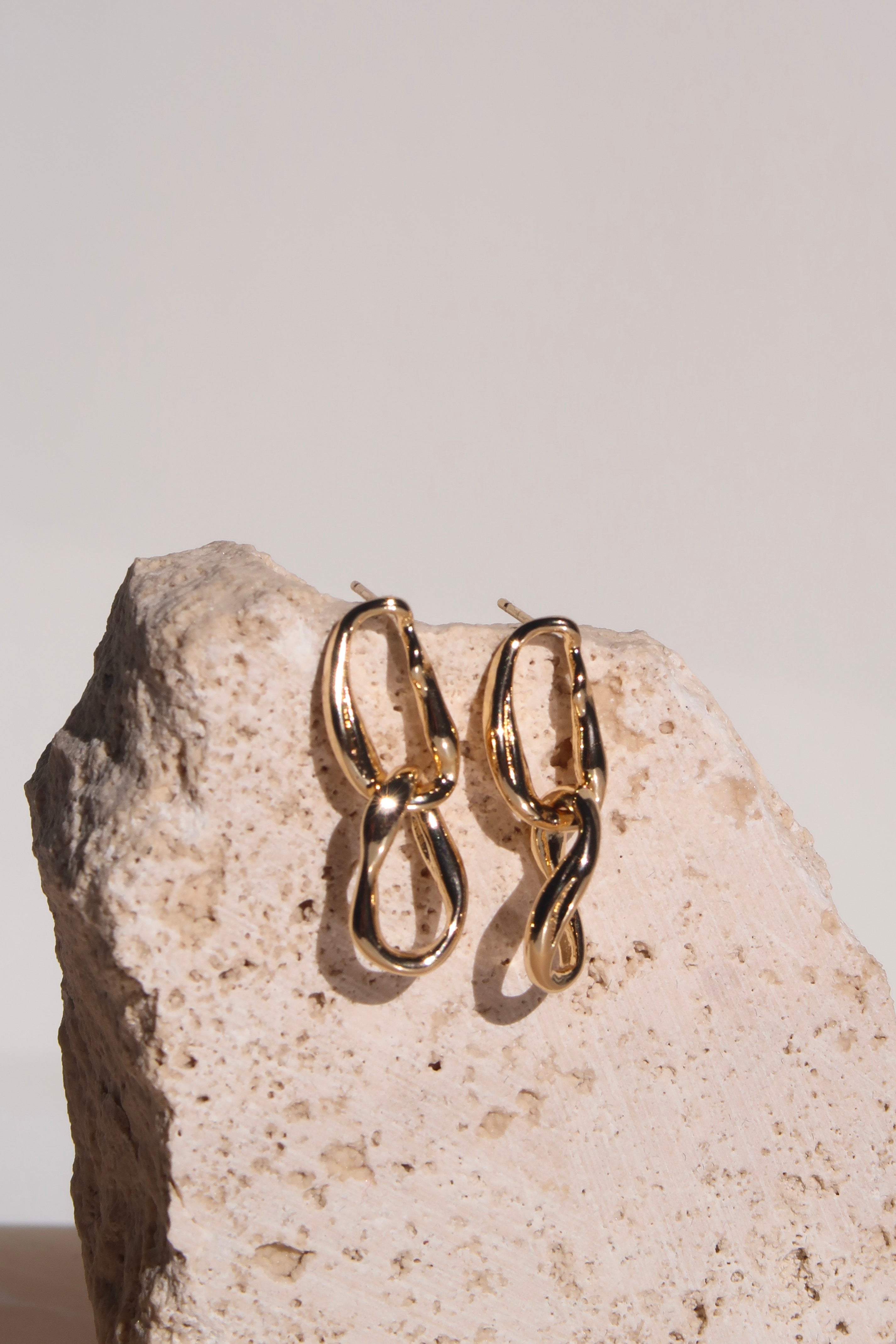 Double Link Twist Gold Stud Earrings for Women - 14K Gold Plated Hoop Earrings - Elegant Dainty Jewelry for Everyday Wear & Special Occasions