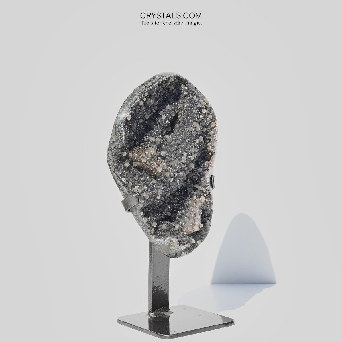 Natural Green Amethyst & Calcite Geode on Display Stand - 11 Inch Healing Crystal for Home Decor, Meditation & Spiritual Gifts