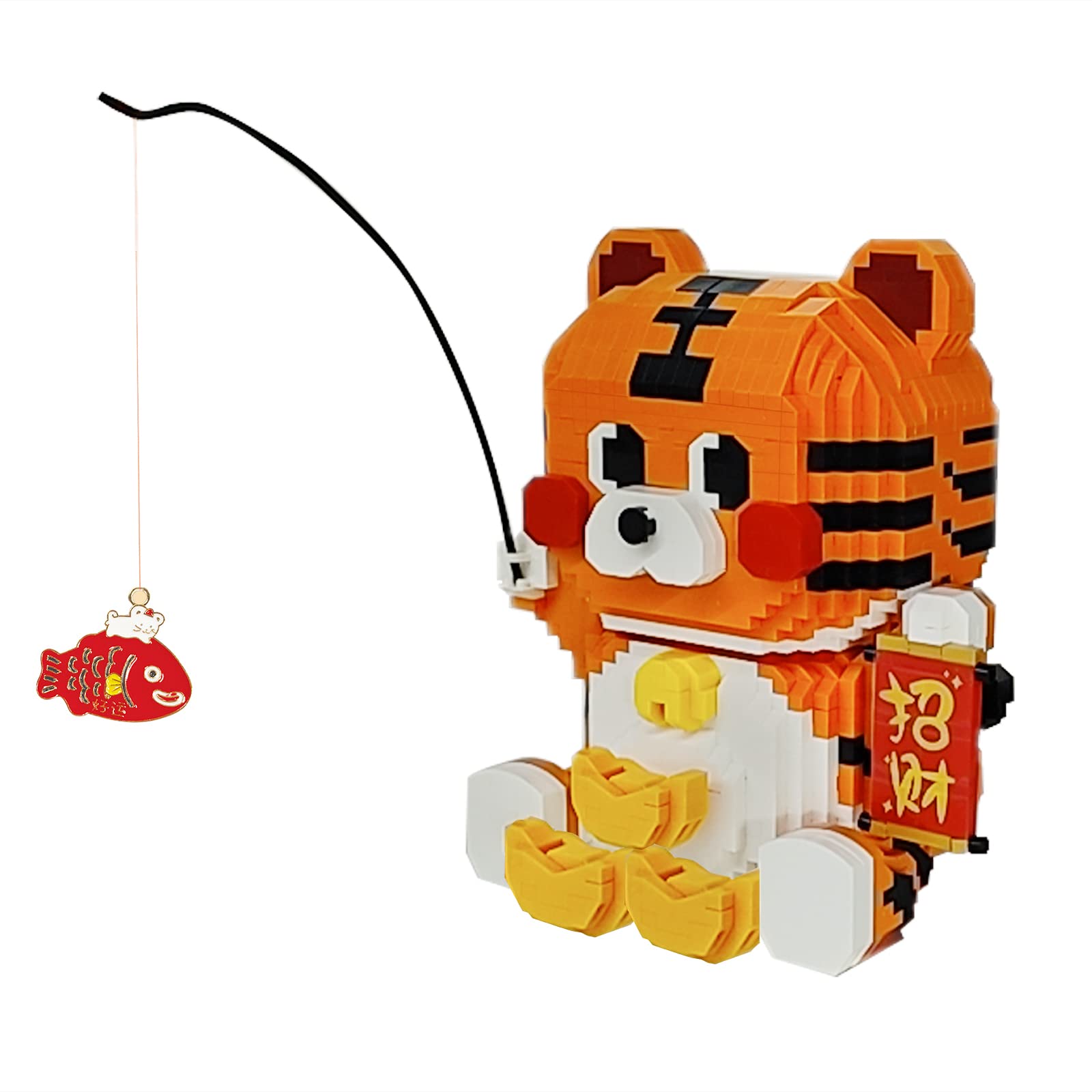 Vonado Tiger Building Toys - 1924pcs Micro Mini Building Blocks Set for Kids Ages 9+, Creative STEM Educational Toy - Perfect Chinese Lunar New Year 2022 Gift & Cute Animal Desktop Decoration - Great for Birthday Presents, Home Decor, and Collectible Display
