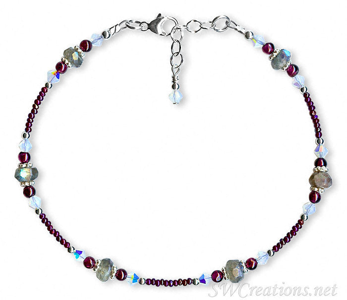 Merry Opal Garnet Labradorite Gemstone Anklet - Elegant Handmade Beaded Ankle Bracelet for Women | Perfect for Boho Fashion, Beach Wear & Special Occasions