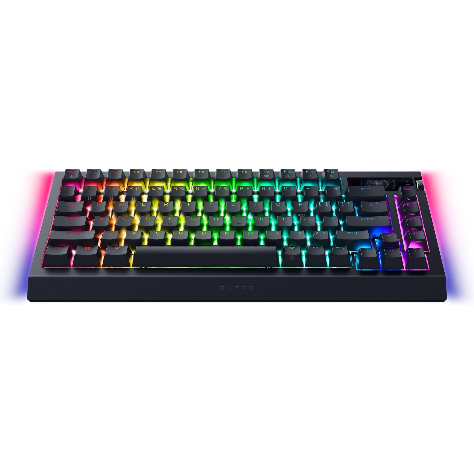 Razer BlackWidow V4 Pro 75% Wireless Mechanical Gaming Keyboard with OLED Display | 4K Hz Wireless & Bluetooth | Hot-Swappable Orange Tactile Switches | Chroma RGB Backlight & Wrist Rest | Perfect for Competitive Gaming & Office Work