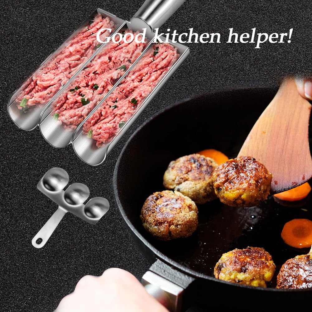 Premium Stainless Steel Meatball Maker & Scoop Tool - 2024 Upgrade for Perfect Homemade Meatballs - Durable Kitchen Gadget for Meatballs, Biscuits & Dough - Ideal for Home Cooking, Meal Prep & Party Food Preparation
