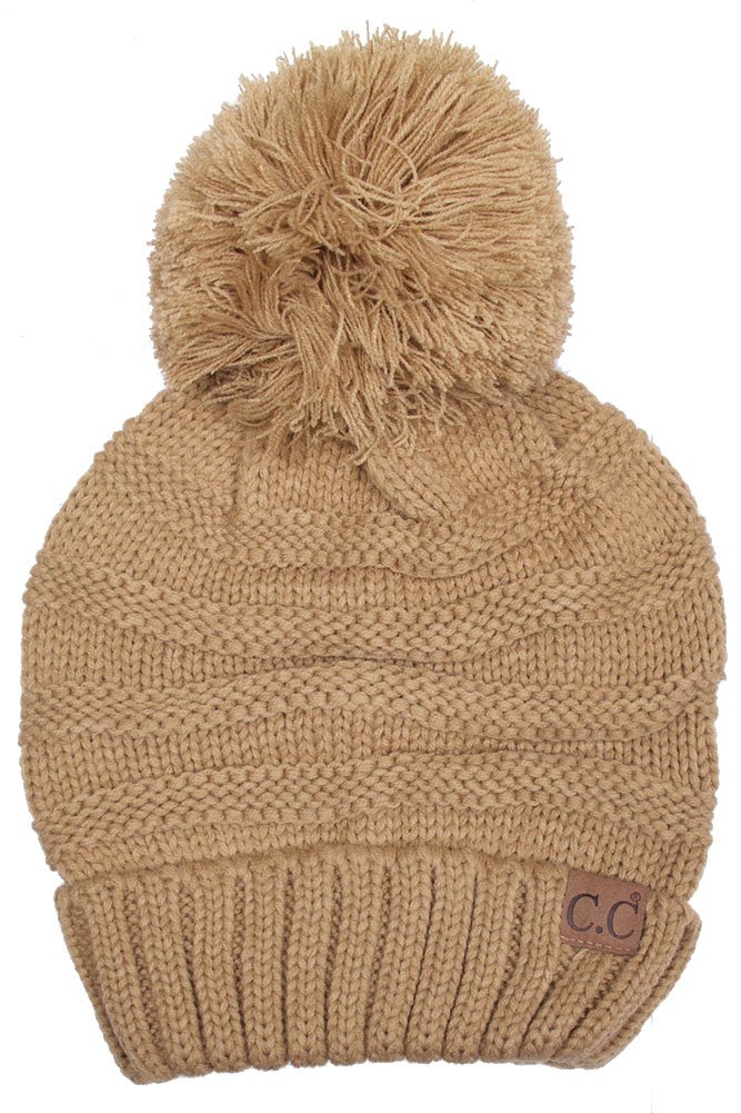 ScarvesMe Warm Chunky Soft Oversized Cable Knit Slouchy Beanie with Pom Pom - Cozy Winter Hat for Women & Men - Perfect for Snow Days, Skiing & Outdoor Activities