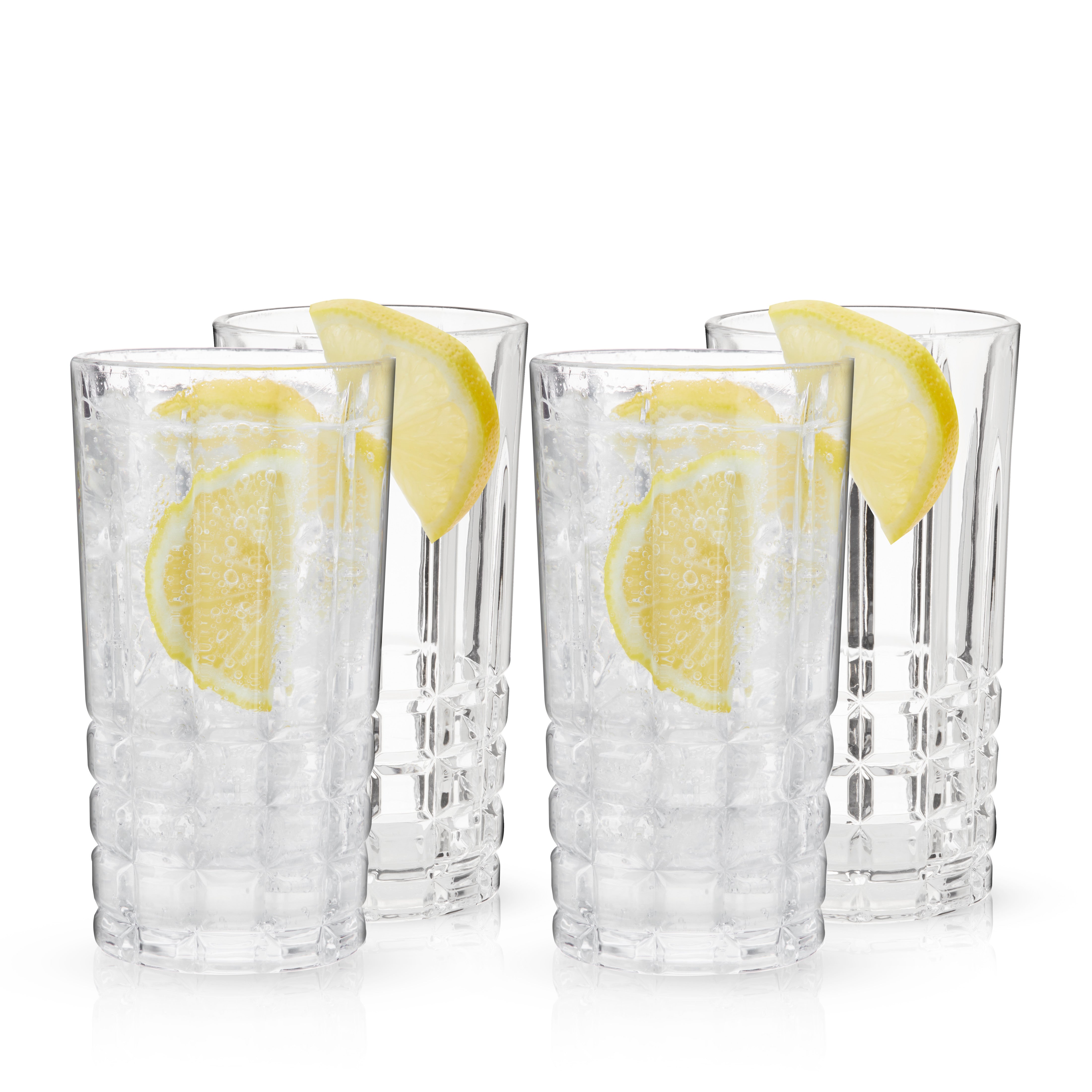 Premium Highland Crystal Highball Glasses Set of 4 - Elegant 12oz Whiskey & Cocktail Drinking Glasses for Home Bar, Parties & Entertaining - Dishwasher Safe Lead-Free Glassware