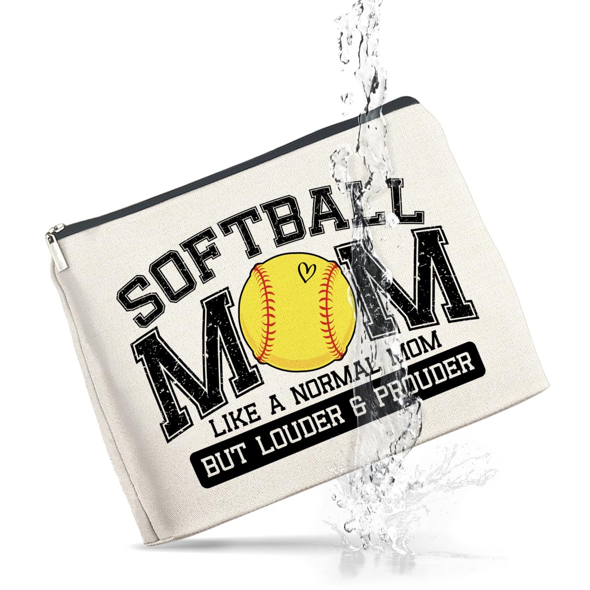 Funny Softball Mom Makeup Bag - Cute Cosmetic Pouch with Zipper for Women, Perfect Team Mom Gift for Softball Players & Fans | Great for Travel, Sports Games & Daily Use