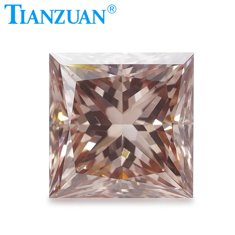Lab Grown CVD Diamond - 1CT to 2CT Square Shape Loose Gemstone, VS1-VS2 Clarity, 2EX Cut, Fancy Pinkish Brown Color, GEMID Certified - Perfect for Engagement Rings, Jewelry Making & Custom Designs