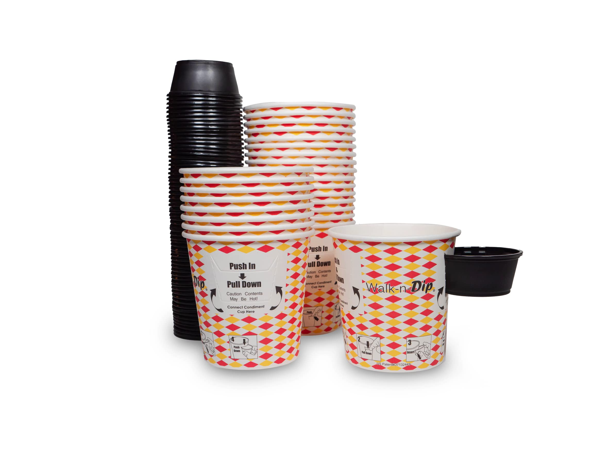 Walk-n-Dip Paper Food Containers with Portion Cups - 16oz 1000 Pack Disposable Snack Trays for Movie Theaters, Parties & Catering Events