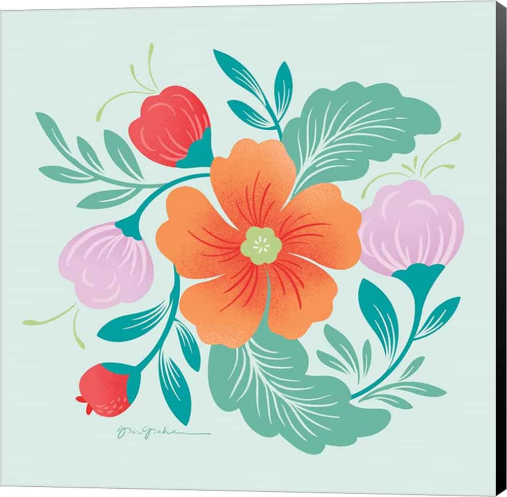 Gia Graham Market Flowers II Canvas Wall Art - 28x28 Inches Museum Wrapped with Black Edges - Modern Floral Painting for Living Room, Bedroom & Office Decor