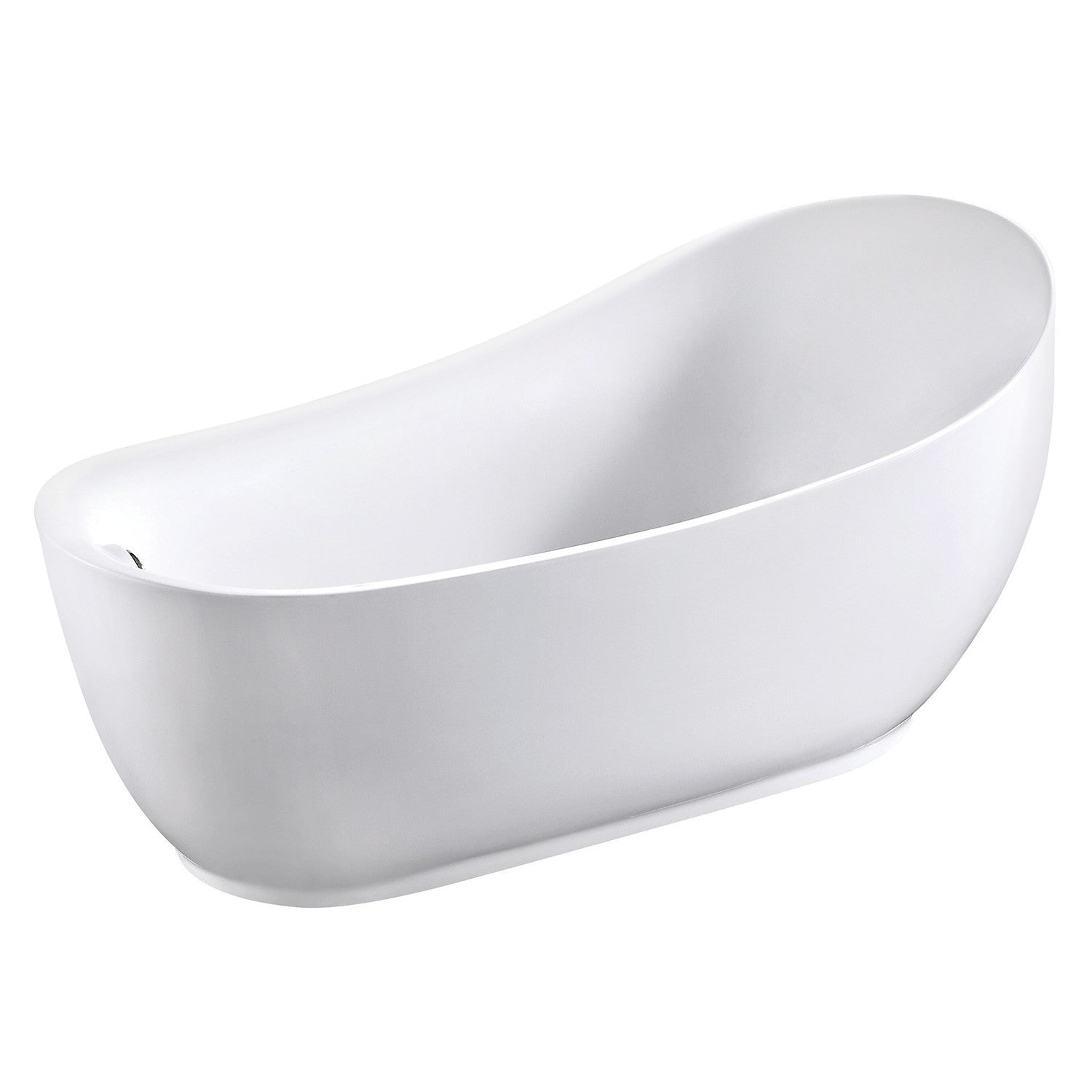 Aqua Eden 70 Inch Acrylic Oval Freestanding Bathtub - Glossy White Single Slipper Soaking Tub with Drain | Perfect for Luxury Bathrooms & Spa Retreats