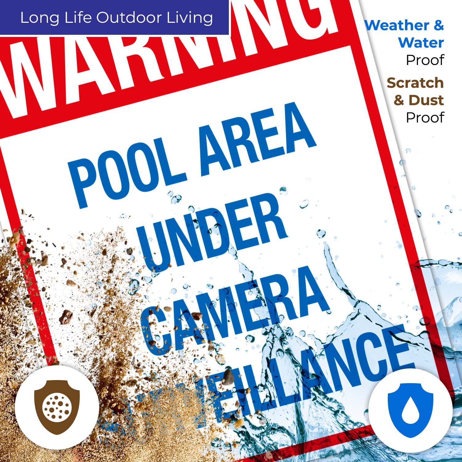 Pool Area Under Camera Surveillance Sign - 24x30 Inches, 55 mil Thick HDPS, Durable Safety Sign for Swimming Pools, Parks, and Community Areas - Made in USA