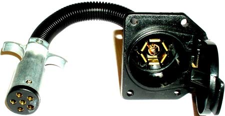 6-Way Round Plug to 7-Way RV Trailer Socket Adapter - Heavy Duty Wiring Harness Converter for Towing (Pack of 1) | Perfect for Connecting RV Trailers, Campers, and Boat Trailers to Your Vehicle