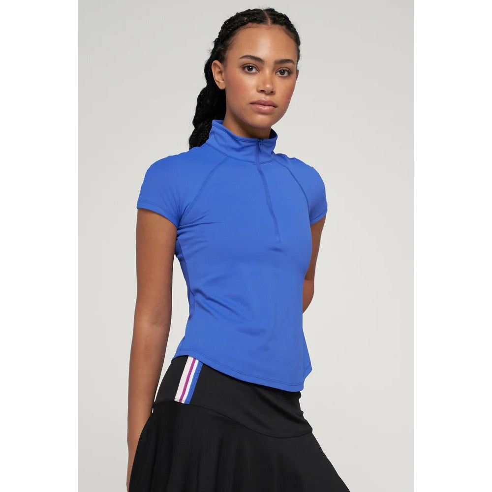 Lija Women's Hot Shot Sly Mock Zip Top - Royal Blue Workout Shirt for Yoga, Running & Gym | Breathable & Stylish Athletic Wear