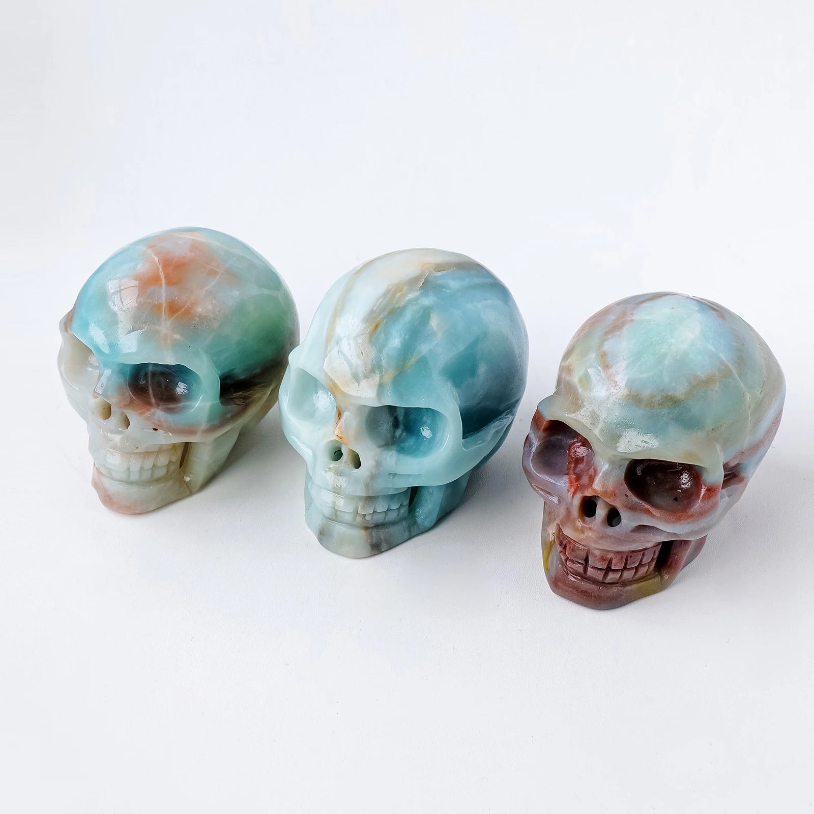 1PC Natural Crystal Sky Blue Amazonite Skull - Hand Carved Healing Gemstone for Home Decor, Meditation & Spiritual Healing | Unique Gift & Feng Shui Decor