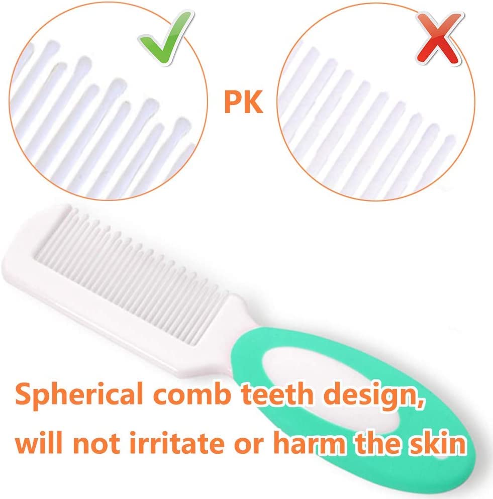 3-Piece Baby Hair Brush and Comb Set - Soft Goat Bristle Brush for Newborns & Toddlers, Cradle Cap Brush with Silicone Bath Brush & Plastic Comb - Gentle Hair Care for Infants, Kids (Perfect for Daily Grooming and Bath Time)