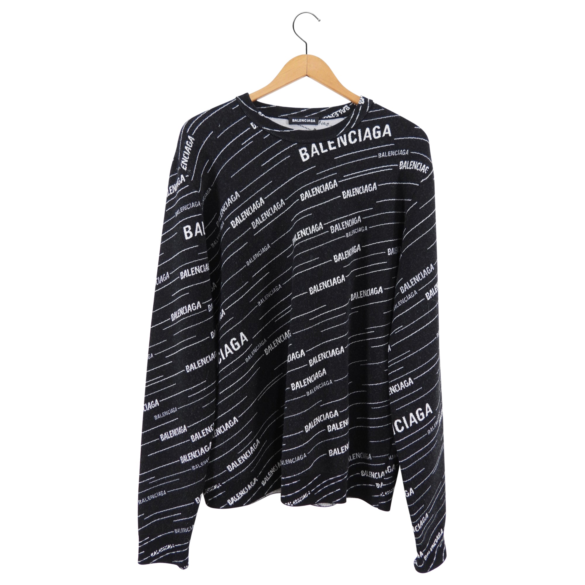 Balenciaga Black Wool Logo Knit Sweater for Men & Women - Cozy Winter Pullover, Casual Luxury Sweater for Outfits, Parties & Daily Wear (Size S/M)