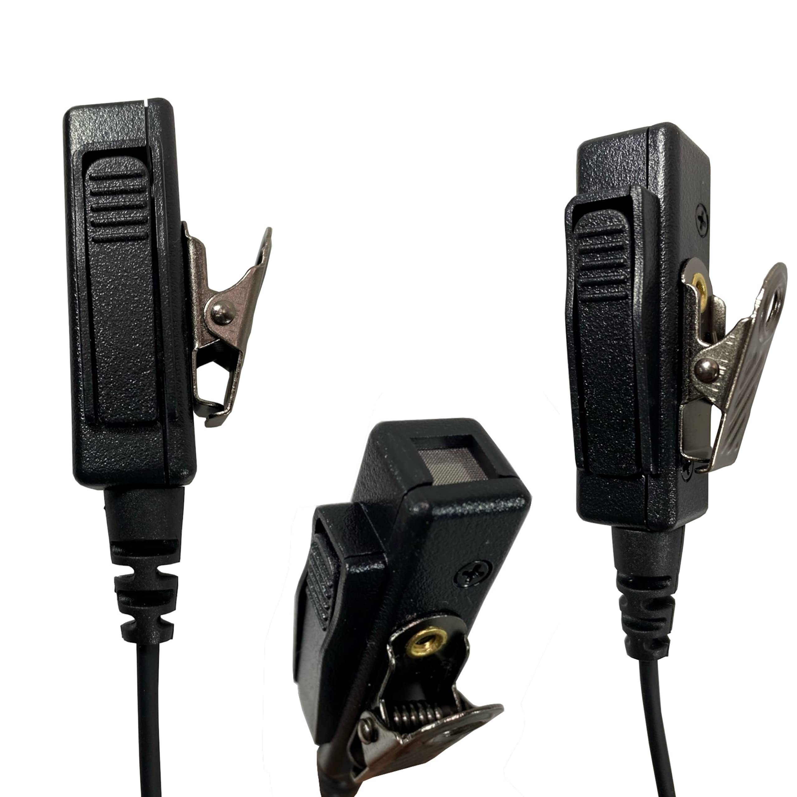 MaximalPower Replacement Acoustic Tube Earpiece Headset for Motorola Radios XPR6500 XPR6550 XPR6580 APX7000 APX6000 | Durable Single Wire Headset Mic with Reinforced Cable & Comfortable Black Earmolds (Left/Right) | Ideal for Security, Construction & Emergency Communication