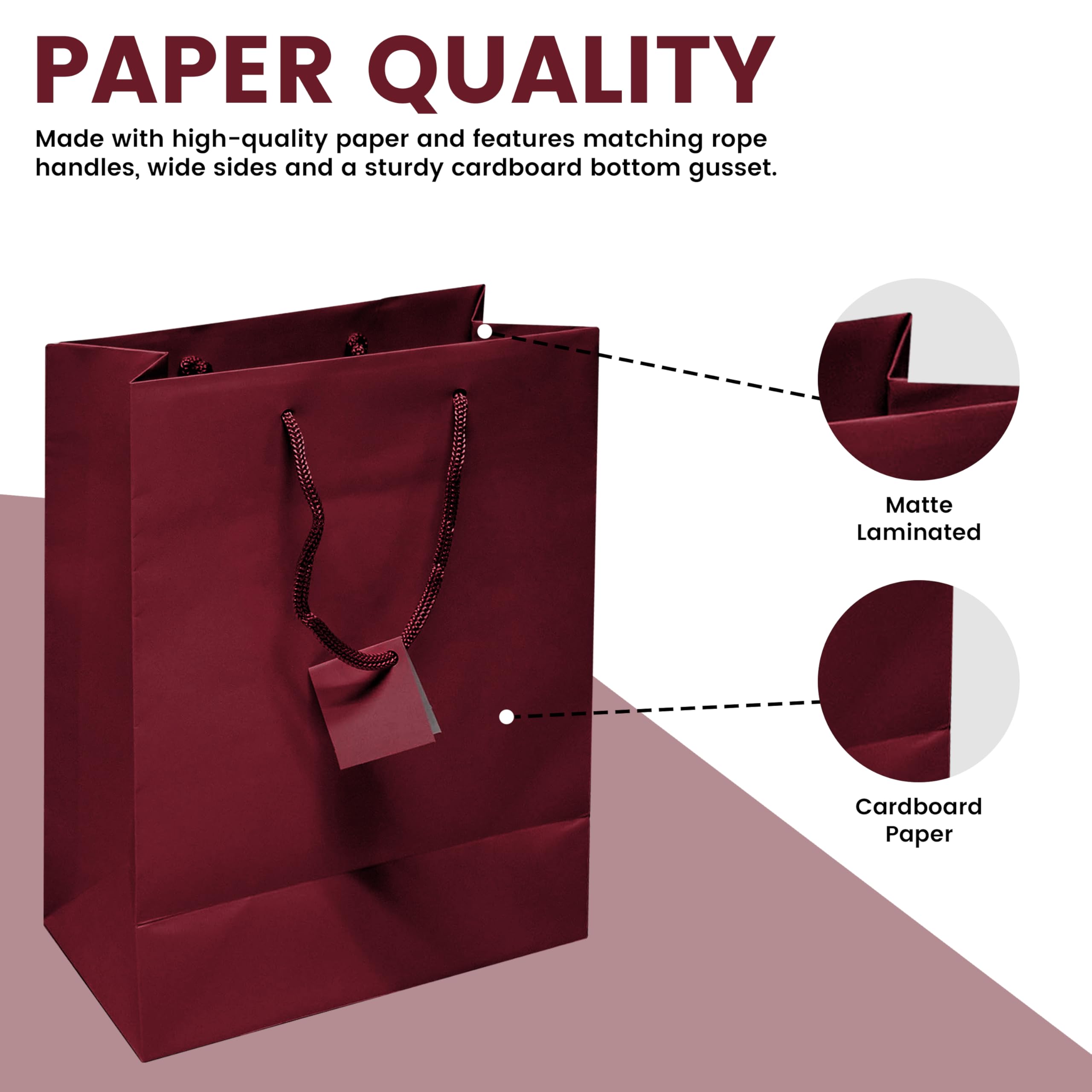 10 Pack Burgundy Gift Bags with Handles - 4.75x3.25x6.75 Inches Small Paper Tote Bags for Business, Birthday Party Favors, Shopping & Groceries | Elegant Euro Style Gift Packaging for Retail, Weddings & Personal Use