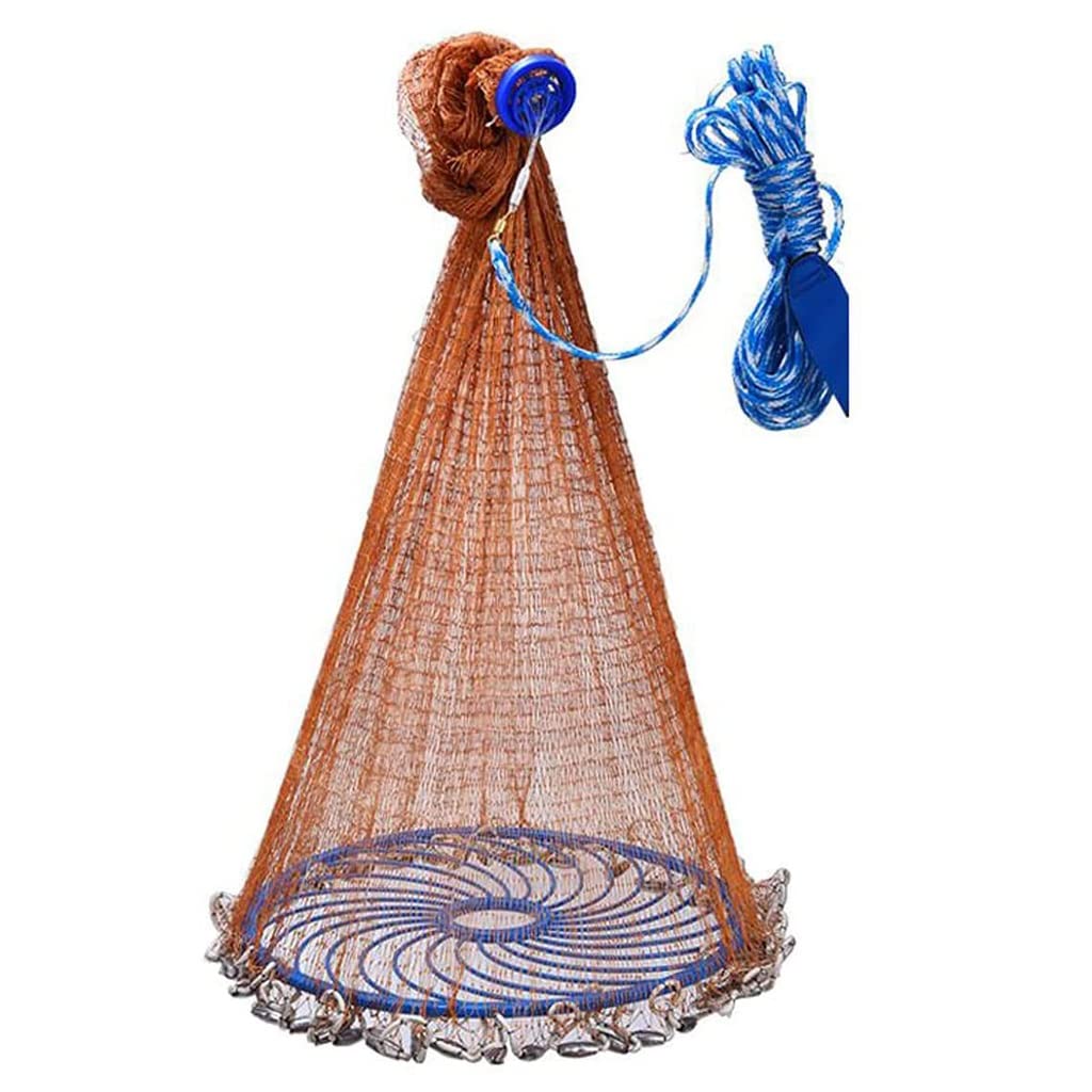 **Saltwater Fishing Cast Net - Heavy Duty Nylon Hand Throwing Casting Net - Portable & Durable for Ocean, Beach, and Shore Fishing**