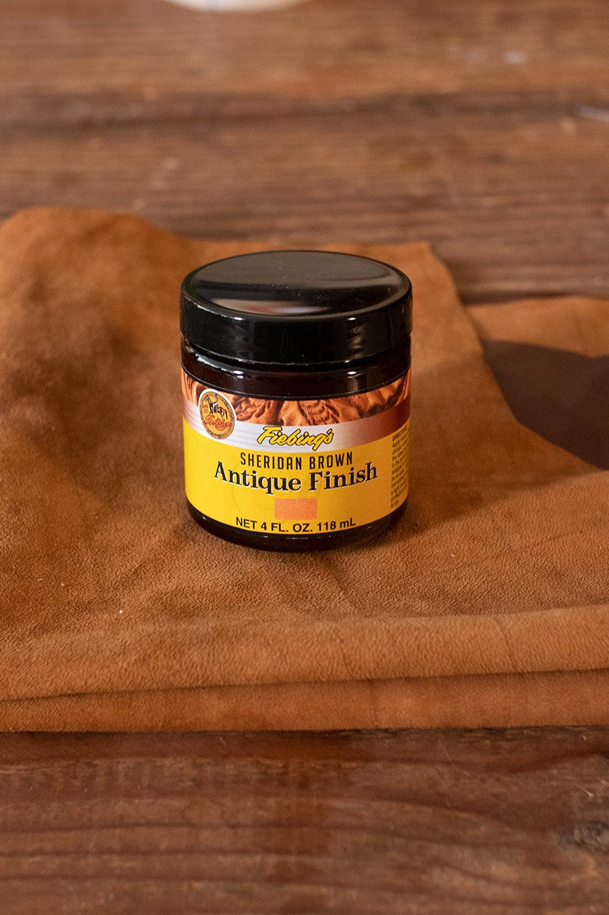 Antique Fiebing's Sheridan Brown Leather Dye - 118 ml (4 oz) for Leather Crafting, Shoe Repair & DIY Projects - Perfect for Vintage Leather Restoration & Customization