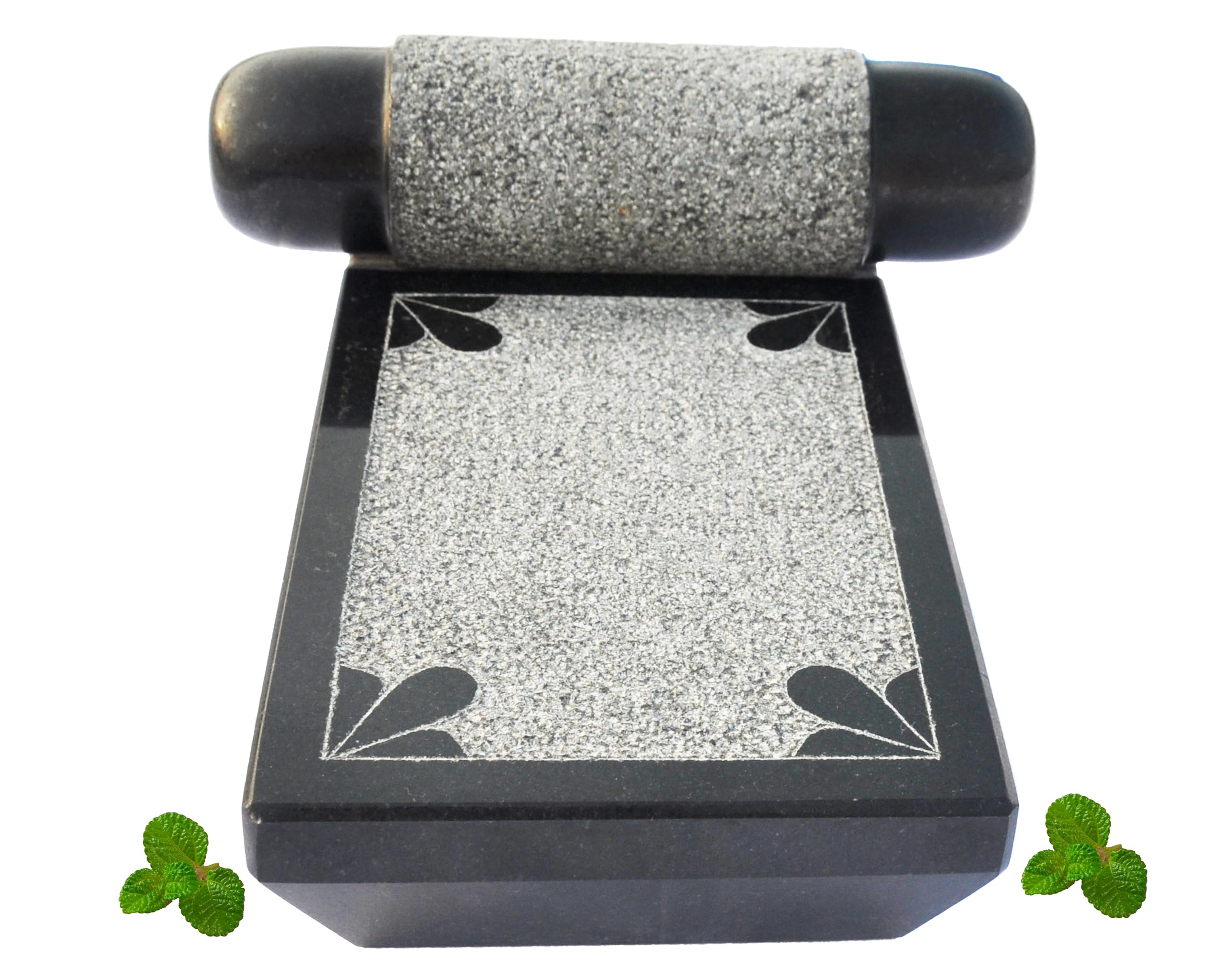 Neolithic Granite Ammikallu - Traditional Indian Silbatta Hand Grinder | 25cm Length, 15cm Width, 7.5kg Weight | Perfect for Grinding Spices, Herbs & Making Chutneys | Authentic Stone Kitchen Tool for Home Cooking & Ayurvedic Preparations