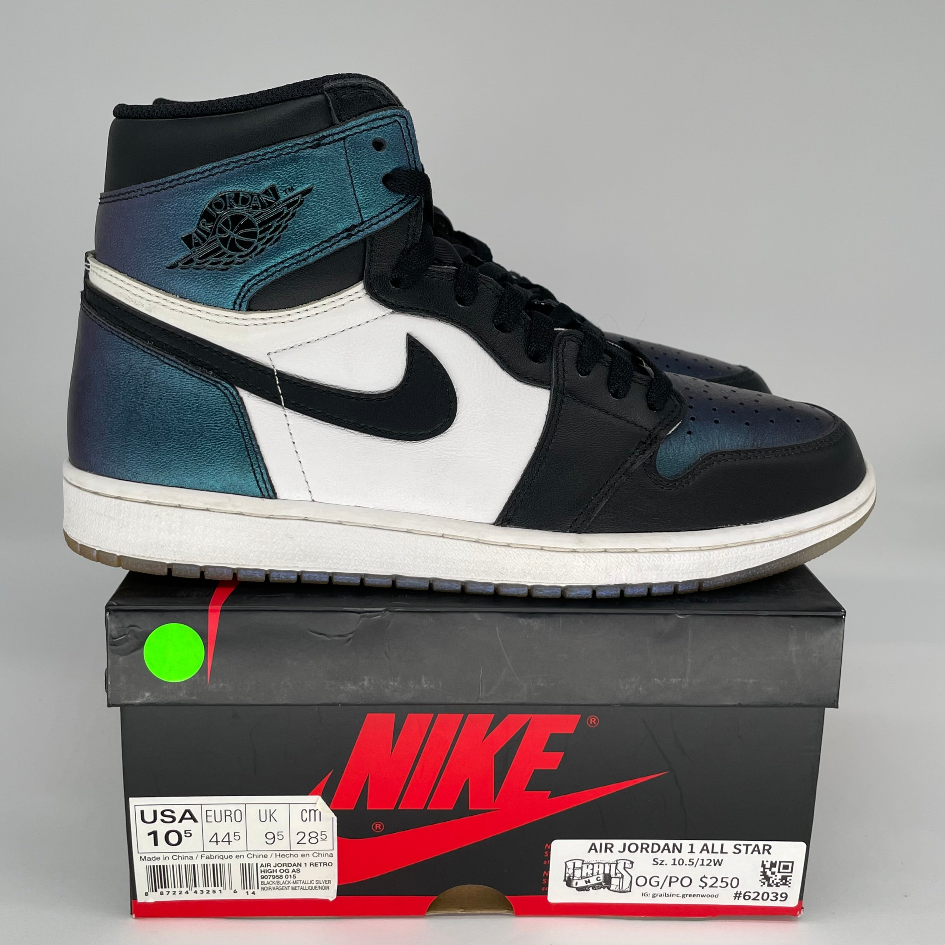 AIR JORDAN 1 ALL STAR Basketball Shoes Men's Size 10.5 - Style 907958-015 | Retro High Top Sneakers for Streetwear & Court Performance