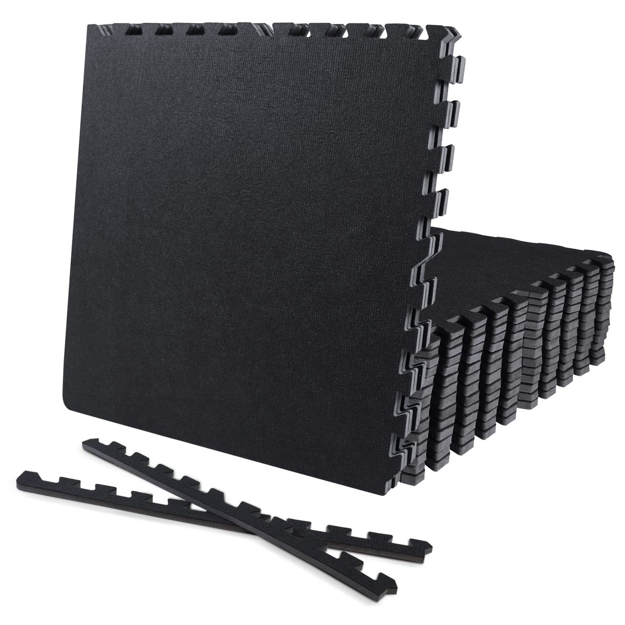CAPHAUS EVA Foam Floor Tiles with Black Carpet Top - 24