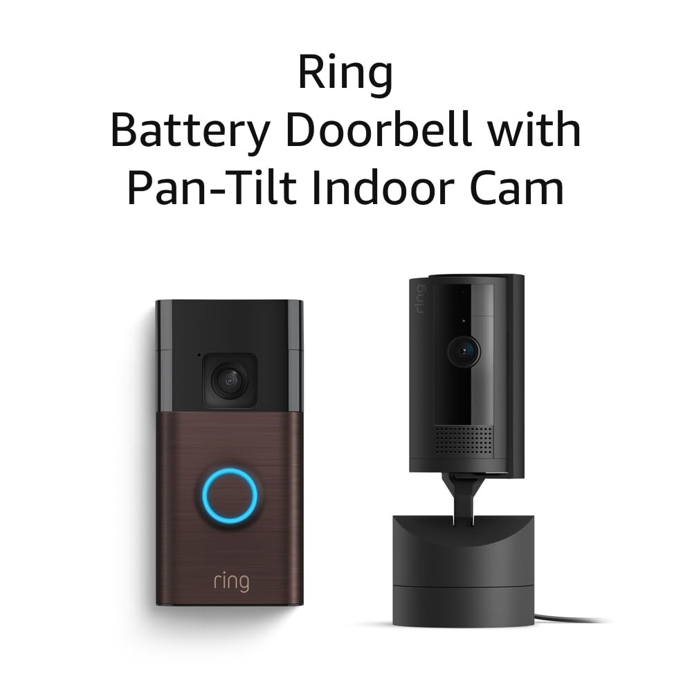 Ring Battery Video Doorbell & Pan-Tilt Indoor Security Camera (Black) - Wireless Smart Home Security System for Front Door Monitoring & Indoor Surveillance - Perfect for Home, Apartment, and Office Security