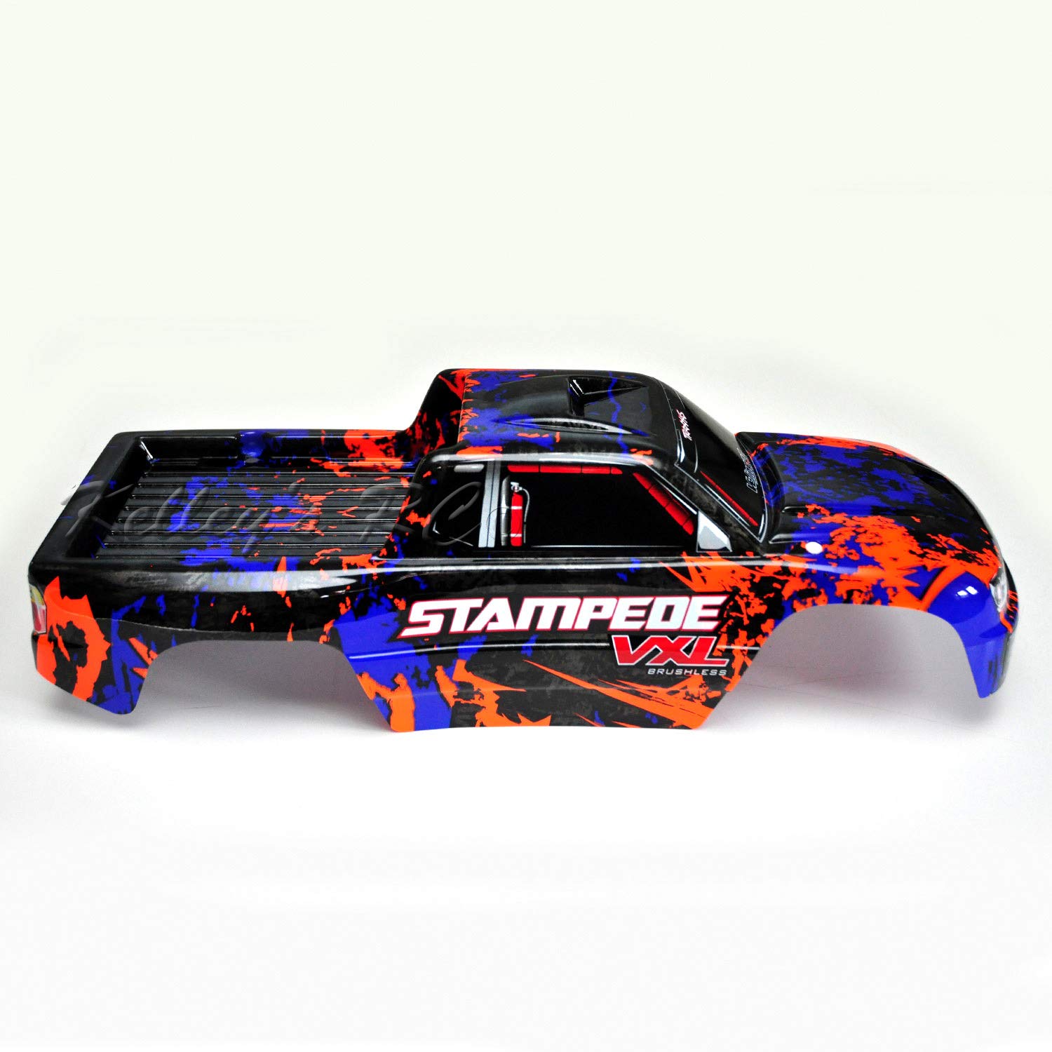 Traxxas Stampede 4x4 RTR RC Truck Body Bundle with Decal Sheet & Body Clips - Black, Orange, Blue for Off-Road Bashing & Racing