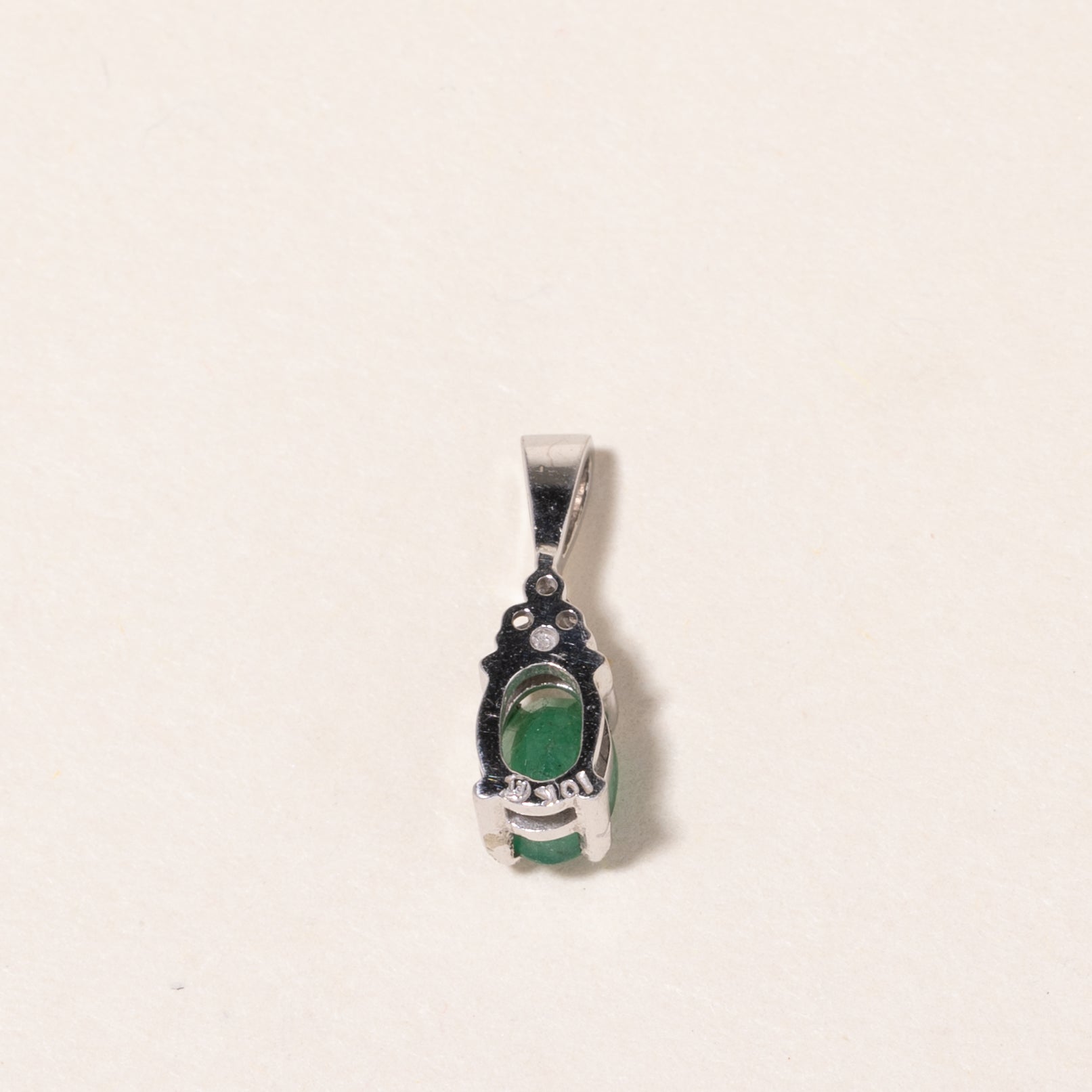 10K White Gold Emerald and Diamond Pendant Necklace - 0.43ct Emerald & 0.02ctw Diamonds | Elegant Jewelry Gift for Women | Perfect for Weddings, Anniversaries & Special Occasions