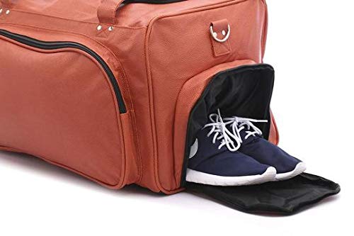 Florida State FSU Seminoles Basketball Leather Gym Bag - Durable Basketball Material - Shoulder Strap & Handles - Shoe Compartment - Orange - Perfect for Travel, Sports & Gym Workouts