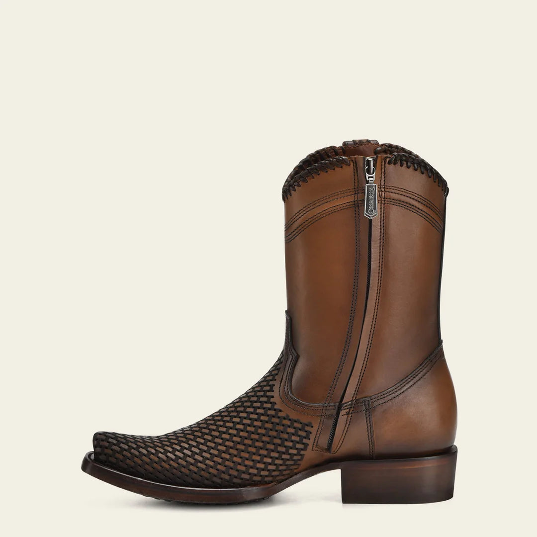 1J2YRS Men's Cuadra Honey Casual Cowboy Cowhide Ankle Boots - Western Style Comfort for Everyday Wear & Outdoor Adventures
