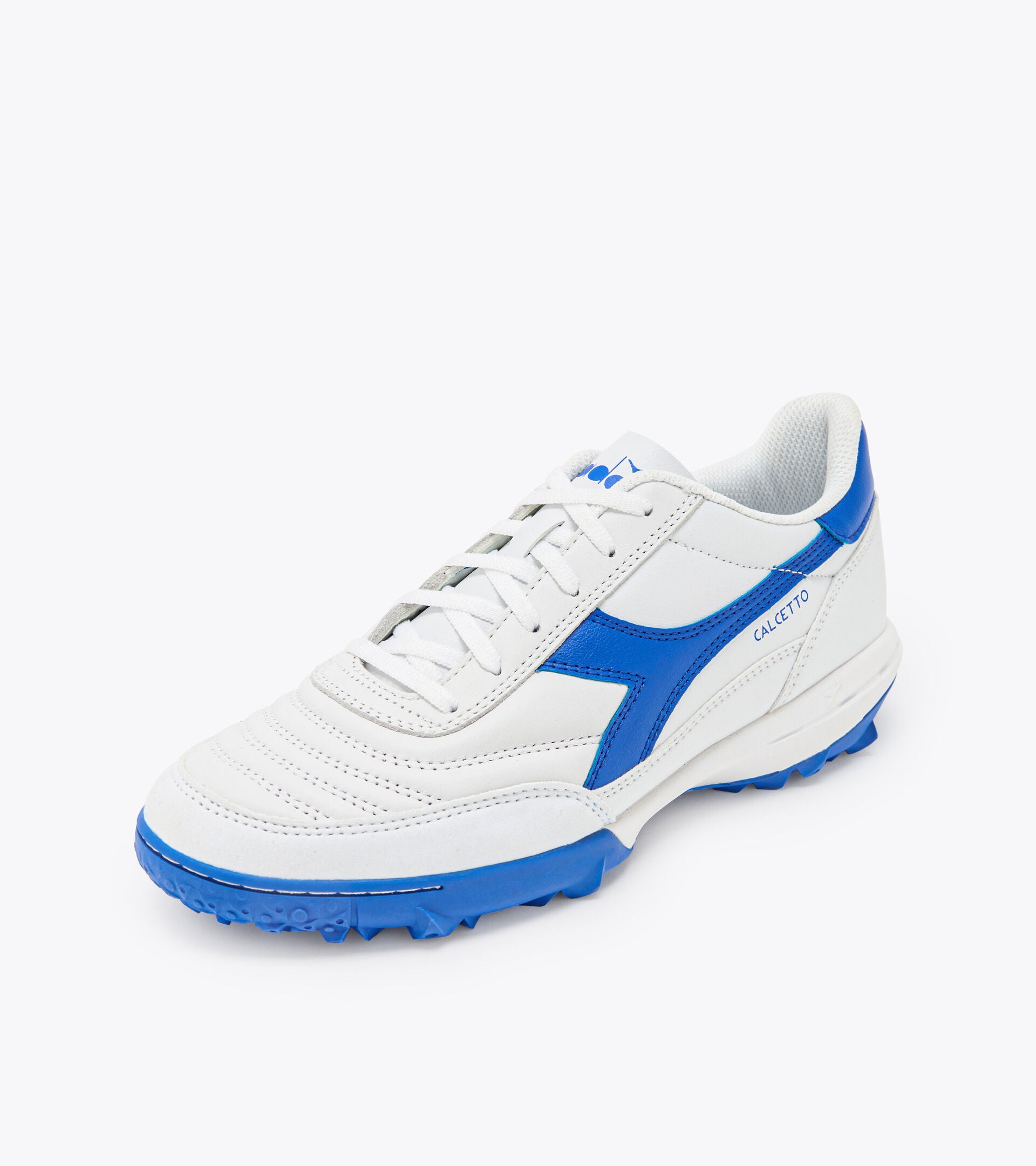 Diadora Calcetto II LT Turf Soccer Shoes for Men - White/Royal Blue - Indoor/Outdoor Artificial Grass Football Cleats - Perfect for Training & Matches