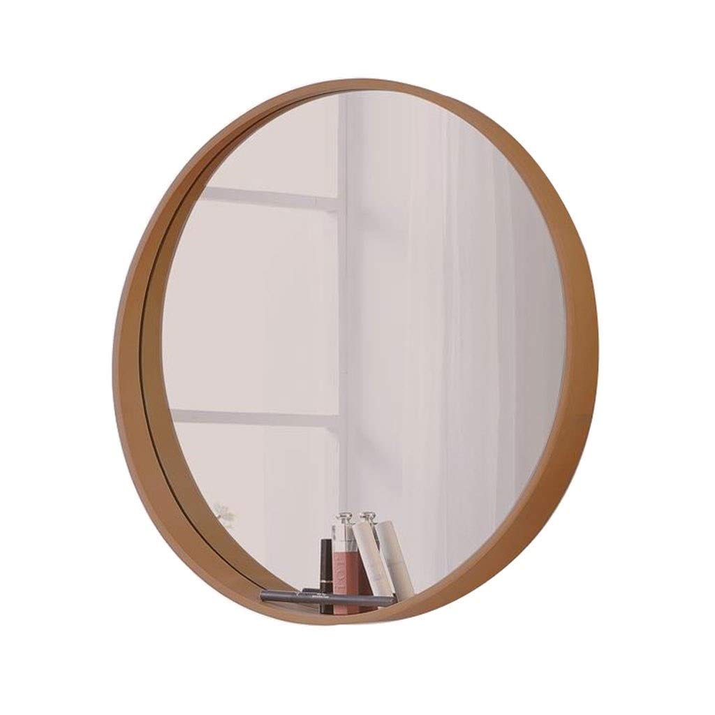 Wooden Round Wall Mounted Vanity Mirror with Storage - Black Walnut Framed Dressing Table Mirror for Natural Light Makeup & Cosmetic Application - Perfect for Bedroom, Bathroom, and Dressing Room Decor