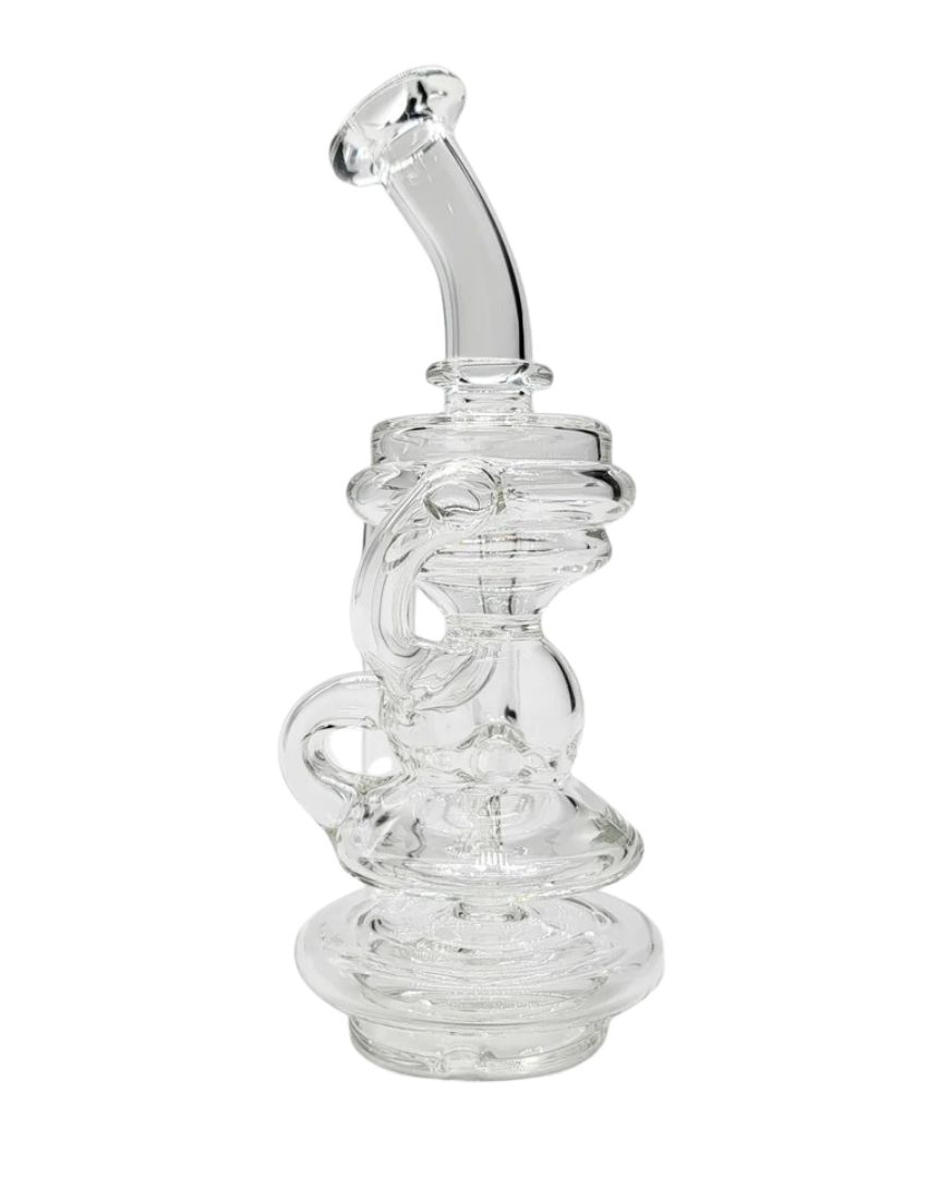Crossing Core Mini I Big Recycler Bubbler Glass Attachment for Dab Rigs - Premium Recycler Water Pipe Adapter for Smooth Hits & Optimal Filtration (Perfect for Home Use, Parties & Concentrate Sessions)