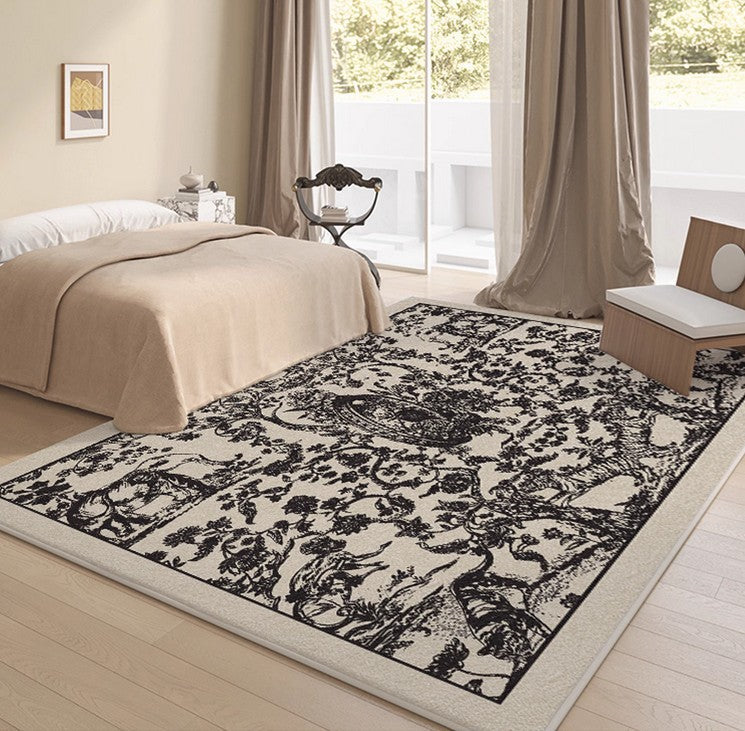Contemporary Modern Area Rugs for Living Room & Dining Room - Soft Plush French Style Rug for Under Coffee Table - Thick Non-Slip Interior Design Carpet - Perfect for Home Decor, Office & Bedroom